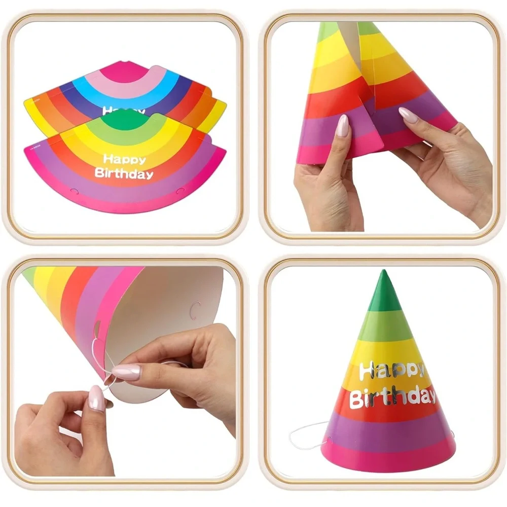 Source Unknown Multicolor Happy Birthday Hats
